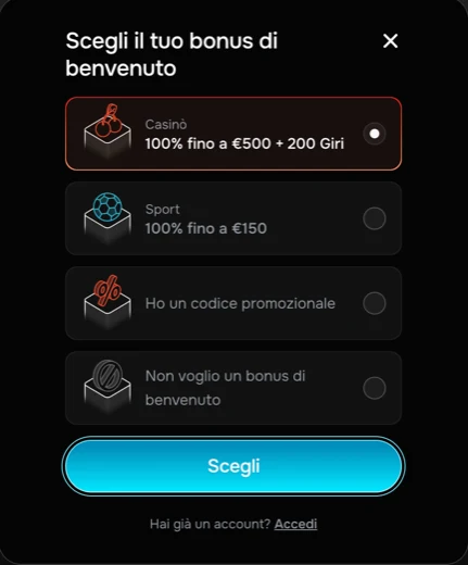 Schermata di registrazione